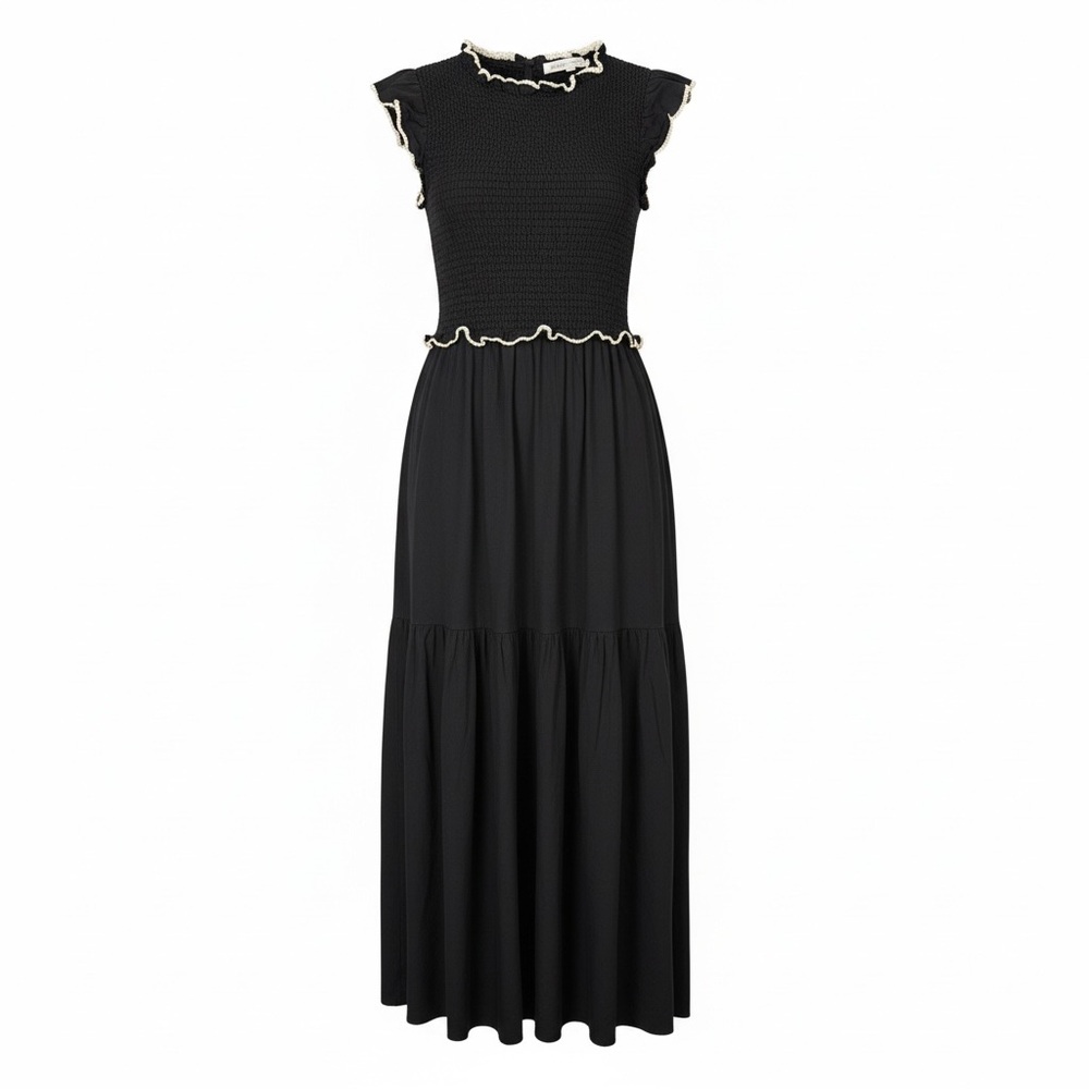 Poplin Crochet Trim Midi Dress